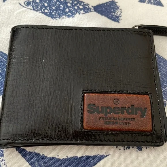 Superdry bifold wallet, premium black leather - Picture 2 of 10